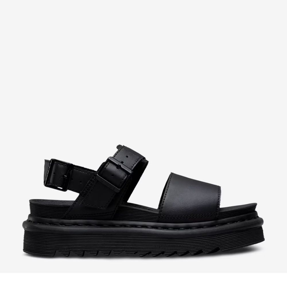 Dr. Martens Voss Platform Sandal Black Leather Women's Size 6 Strap Buckle